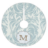 Damask Lace Print Monogram Initial Tree Skirt Polyester Weihnachtsbaumdecke (Vorderseite)