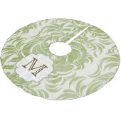 Damask Lace Print Monogram Initial Tree Skirt Polyester Weihnachtsbaumdecke (Schrägansicht)