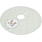 Damask Lace Print Monogram Initial Tree Skirt Polyester Weihnachtsbaumdecke (Schrägansicht)