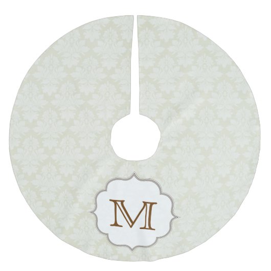 Damask Lace Print Monogram Initial Tree Skirt Polyester Weihnachtsbaumdecke (Vorderseite)