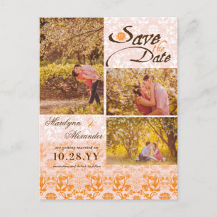 Damask Lace Sorbet Save the Date Foto Postkarte