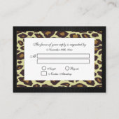 Damask Leopard Monogram Wedding RSVP Cards Begleitkarte (Rückseite)