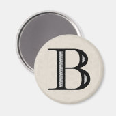 Damask Letter B - Schwarz Magnet (Vorderseite/Rückseite)