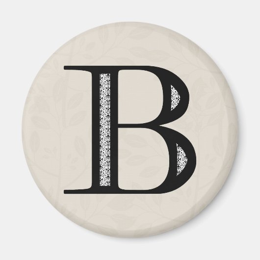 Damask Letter B - Schwarz Magnet (Vorne)