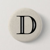 Damask Letter D - Schwarz Button (Vorderseite)