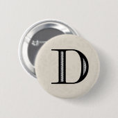 Damask Letter D - Schwarz Button (Vorne & Hinten)