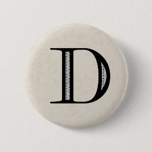 Damask Letter D - Schwarz Button