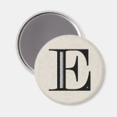 Damask Letter E - Black Magnet (Vorderseite/Rückseite)