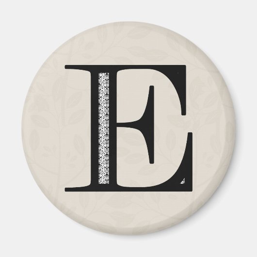 Damask Letter E - Black Magnet (Vorne)