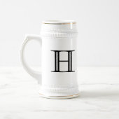Damask Letter H - Black Bierglas (Links)