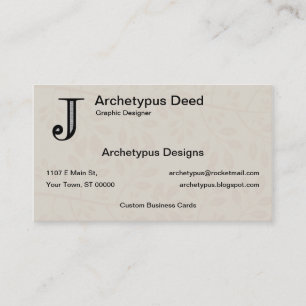 Damask Letter J - Black Visitenkarte