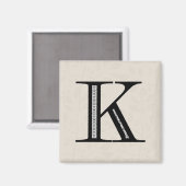Damask Letter K - Black Magnet (Vorderseite/Rückseite)
