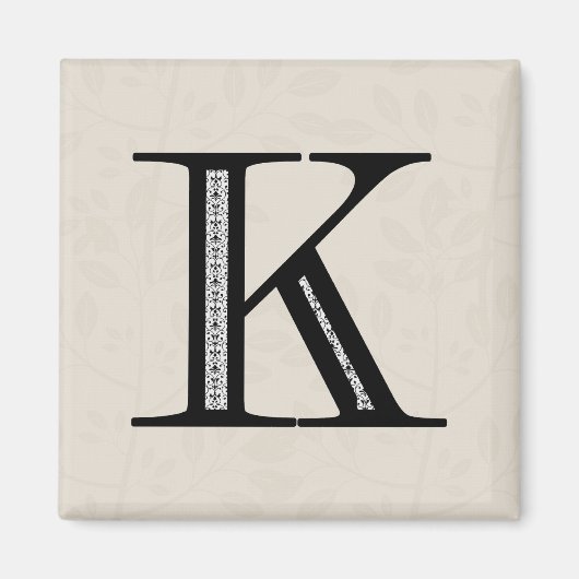 Damask Letter K - Black Magnet (Vorne)