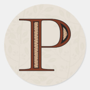 Damask Letter P - rot Runder Aufkleber