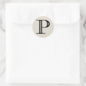 Damask Letter P - Schwarz Runder Aufkleber (Tasche)