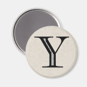 Damask Letter Y - Schwarz Magnet (Vorderseite/Rückseite)