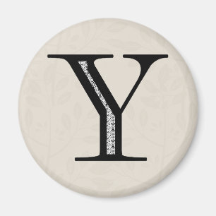Damask Letter Y - Schwarz Magnet
