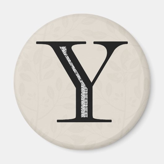 Damask Letter Y - Schwarz Magnet (Vorne)