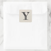 Damask Letter Y - Schwarz Quadratischer Aufkleber (Tasche)