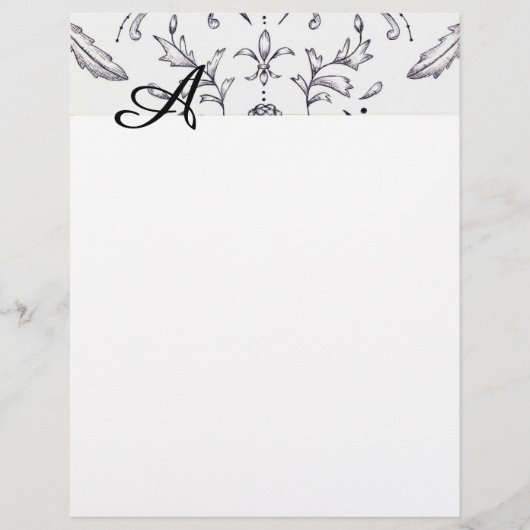 Damask Letterhead Schwarz/Weiß (Vorderseite)