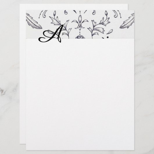 Damask Letterhead Schwarz/Weiß (Vorne/Hinten)