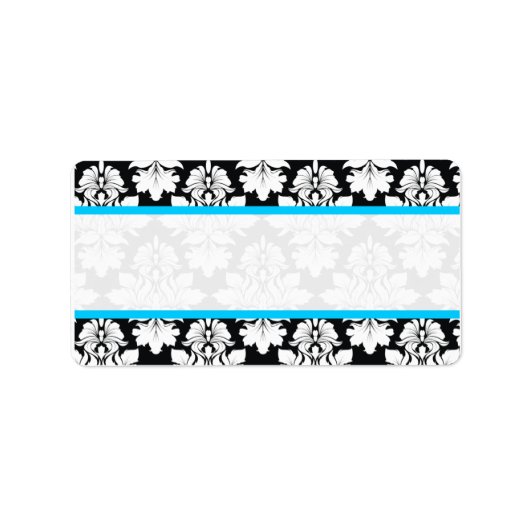 Damask Light Blue Address Labels Adressaufkleber (Vorne)