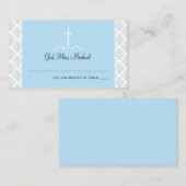 Damask Light Blue Cross Sitzkarte Platzkarte (Vorne/Hinten)