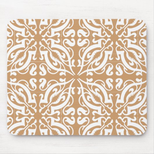 Damask - Light Brown & White Mousepad (Vorne)