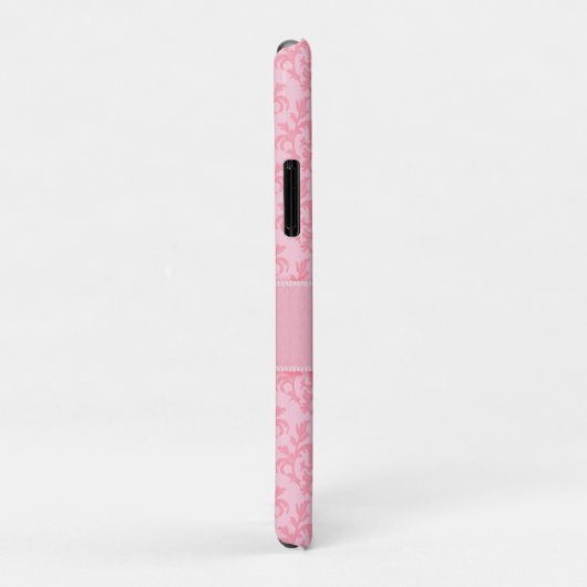 Damask light pink Kangaroo Pfote Name Case-Mate iPhone Hülle (Hinten/Rechts)