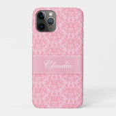 Damask light pink Kangaroo Pfote Name Case-Mate iPhone Hülle (Rückseite)