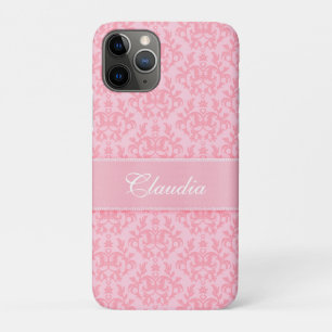 Damask light pink Kangaroo Pfote Name Case-Mate iPhone Hülle