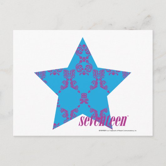 Damask Lila-Aqua 2 Postkarte (Vorderseite)