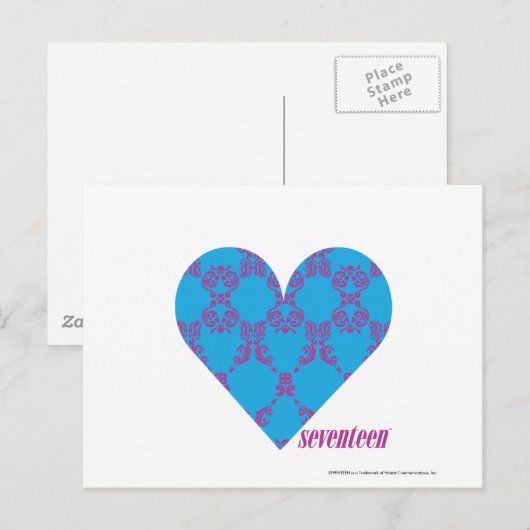 Damask Lila-Aqua 3 Postkarte (Vorne/Hinten)