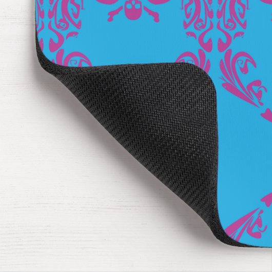 Damask Lila-Aqua Mousepad (Ecke)