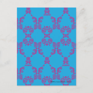Damask Lila-Aqua Postkarte