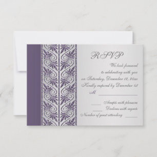 Damask lila auf Silberhochzeit-Jubiläum UAWG RSVP Karte