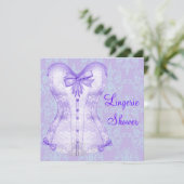 Damask Lila Corset Lingerie Brautparty Einladung (Stehend Vorderseite)