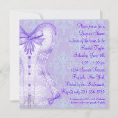 Damask Lila Corset Lingerie Brautparty Einladung (Rückseite)