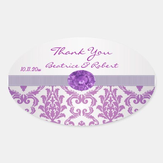 Damask lila, Edelsteinbild Danke Sticker (Vorderseite)