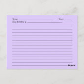 Damask Lila Gerber Rezept Card für die Braut Postkarte (Rückseite)
