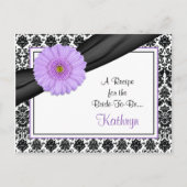 Damask Lila Gerber Rezept Card für die Braut Postkarte (Vorderseite)