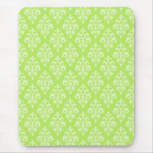 Damask Lime Green Pattern Mousepad