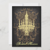Damask Limon Chandelier Vintages Brautparty Einladung (Vorderseite)