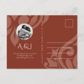 Damask Lush Sienna Foto Hochzeit Sichern Sie das D Ankündigungspostkarte (Rückseite)
