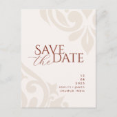 Damask Lush Sienna Foto Hochzeit Sichern Sie das D Ankündigungspostkarte (Vorderseite)