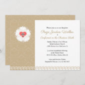 Damask Lutheran Cross Bestätigung Einladung (Vorne/Hinten)