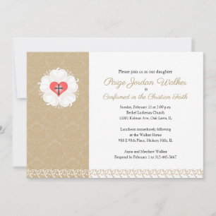 Damask Lutheran Cross Bestätigung Einladung