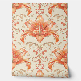 Damask luxuriöse Textur der Blume Pfirsichlilie Bl Tapete