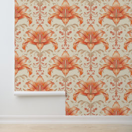 Damask luxuriöse Textur der Blume Pfirsichlilie Bl Tapete