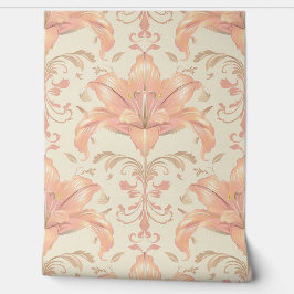 Damask luxuriöse Textur der Blume Pfirsichlilie Bl Tapete
